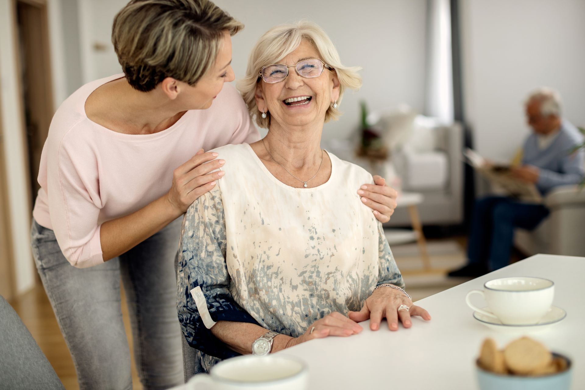 Chestelm resident and family member sharing a moment